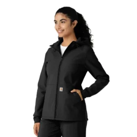 Sudadera con capucha de forro polar laminado para mujer