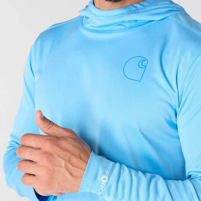 Sudadera con capucha para hombre Force Sun Defender UPF 50+, ligera, con manguitos largos y transpirable - Sudaderas con capucha de protección solar
