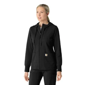 Sudadera con capucha y cremallera completa de tejido tipo gofre para mujer