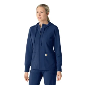 Sudadera con capucha y cremallera completa de tejido tipo gofre para mujer