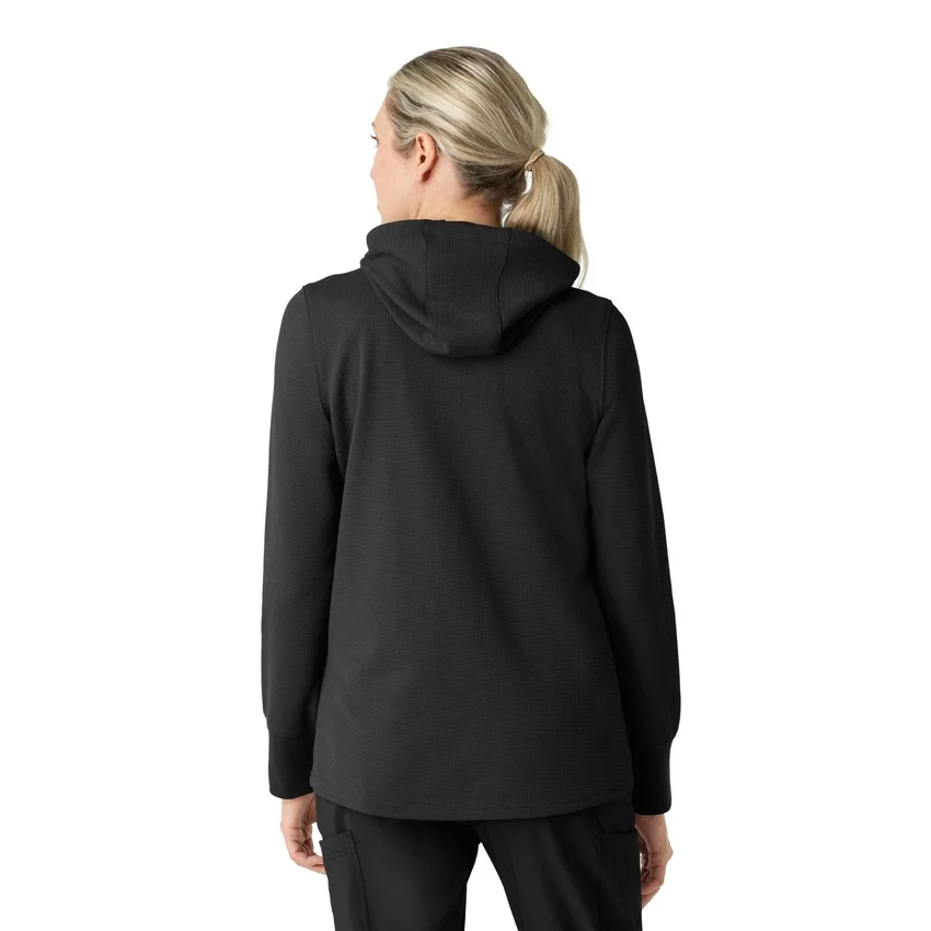 Sudadera con capucha y cremallera completa de tejido tipo gofre para mujer