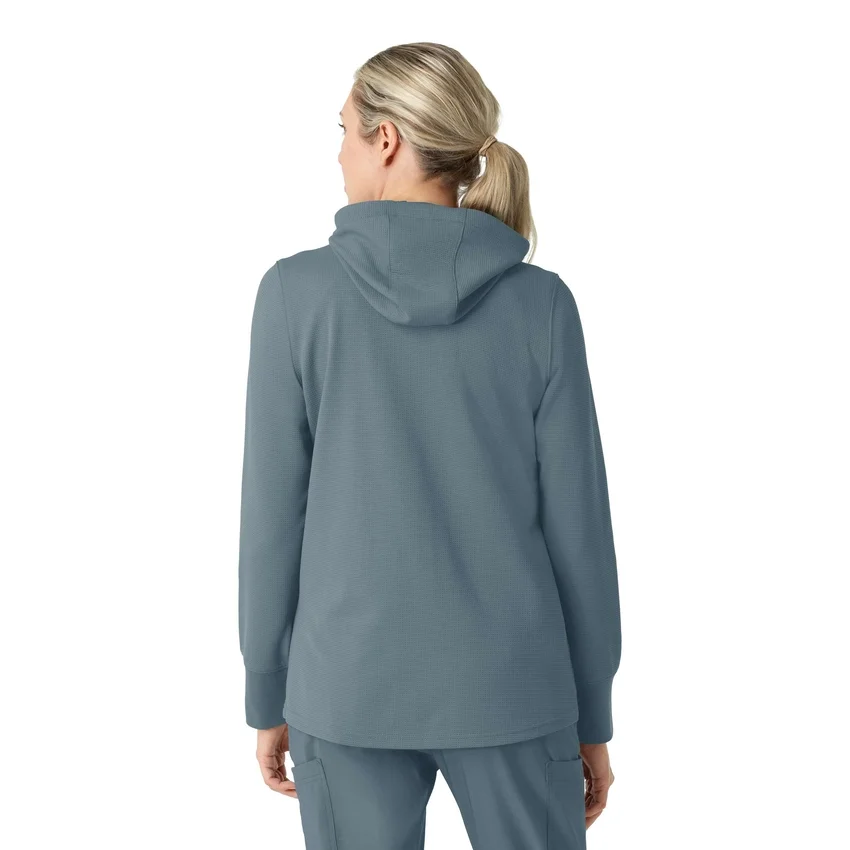 Sudadera con capucha y cremallera completa de tejido tipo gofre para mujer