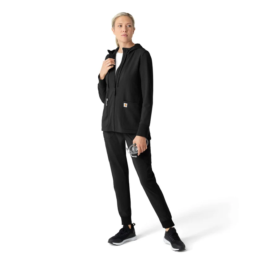 Sudadera con capucha y cremallera completa de tejido tipo gofre para mujer