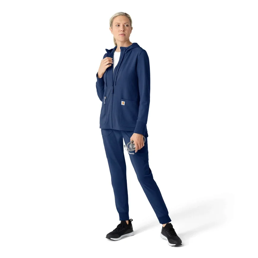 Sudadera con capucha y cremallera completa de tejido tipo gofre para mujer