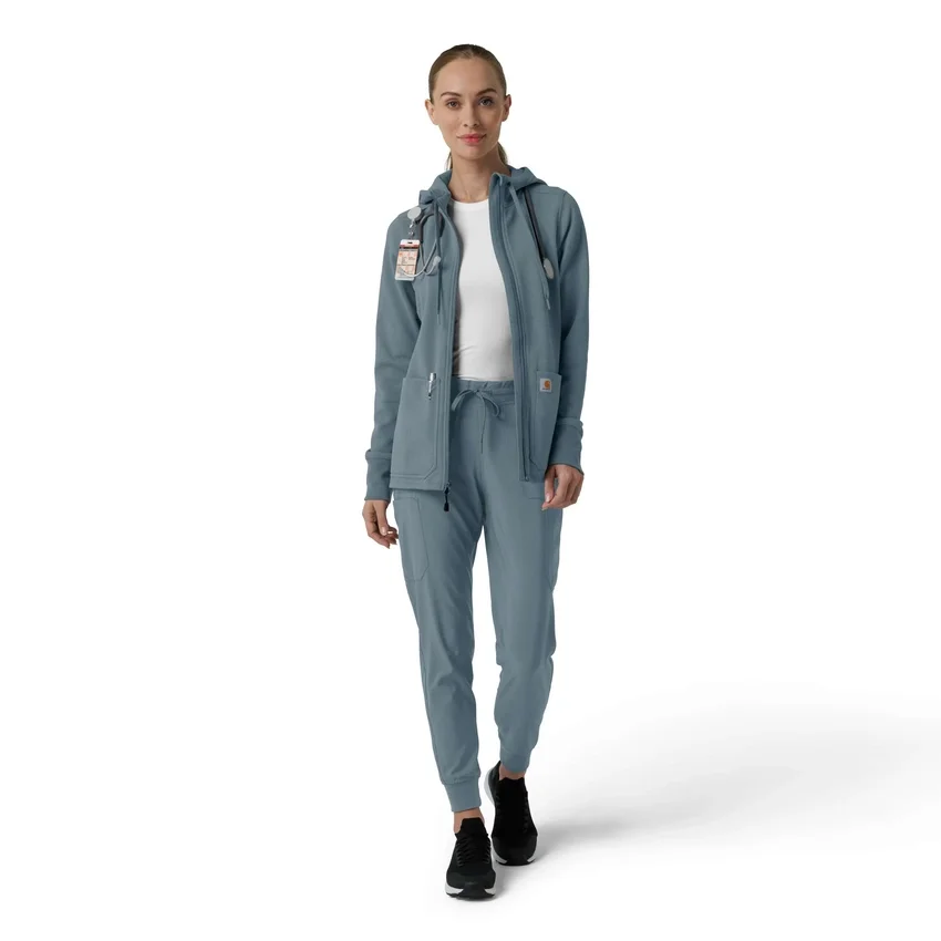 Sudadera con capucha y cremallera completa de tejido tipo gofre para mujer