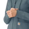 Sudadera con capucha y cremallera completa de tejido tipo gofre para mujer