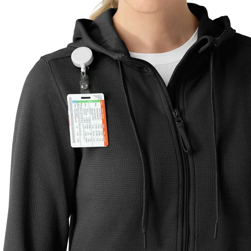 Sudadera con capucha y cremallera completa de tejido tipo gofre para mujer