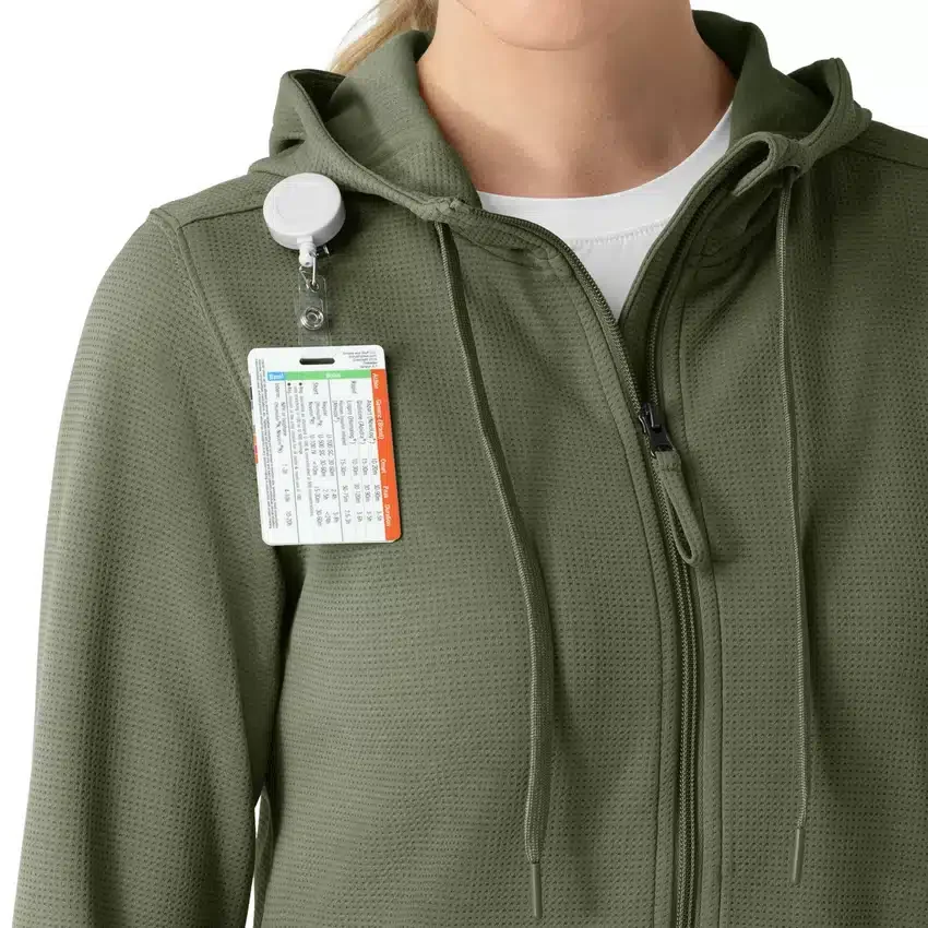Sudadera con capucha y cremallera completa de tejido tipo gofre para mujer