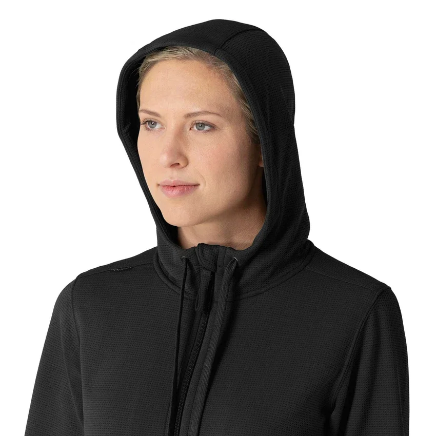 Sudadera con capucha y cremallera completa de tejido tipo gofre para mujer
