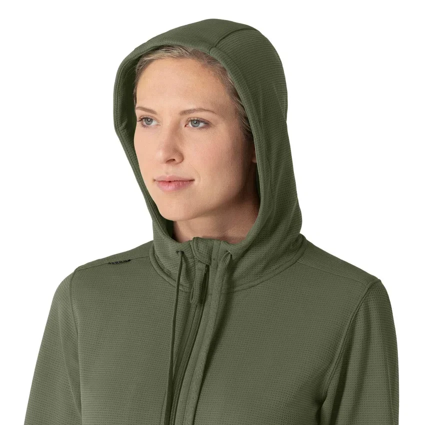 Sudadera con capucha y cremallera completa de tejido tipo gofre para mujer