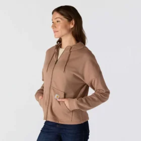 Sudadera con capucha y cremallera completa de Tencel™ ligera para mujer