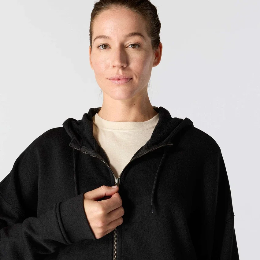 Sudadera con capucha y cremallera completa de Tencel™ ligera para mujer