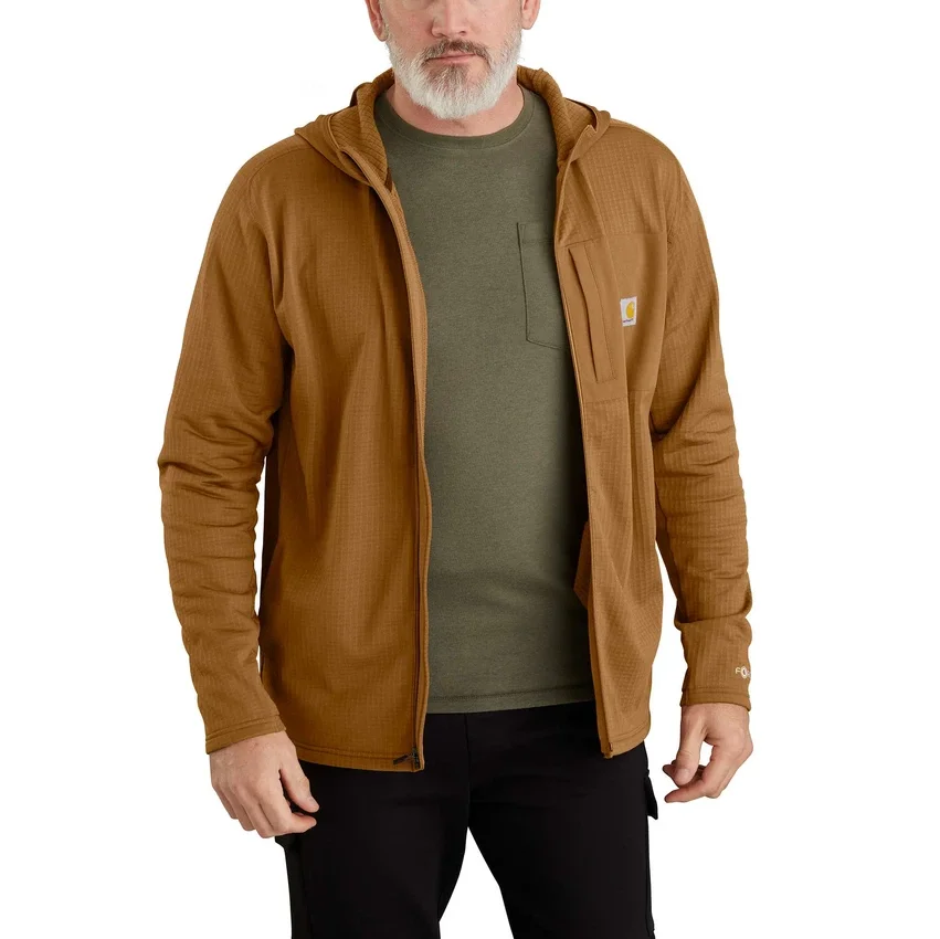 Sudadera con capucha y cremallera para hombre Force, con forro polar y tecnología de absorción de la humedad