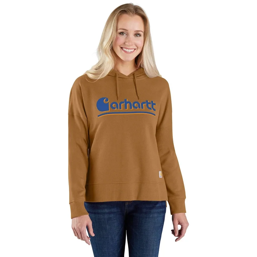 Sudadera con capucha y estampado para mujer, de Tencel ligero y corte holgado
