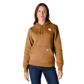 Sudadera con capucha y logotipo de Clarksburg para mujer, de corte holgado y forrada de forro polar