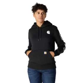 Sudadera con capucha y logotipo de Clarksburg para mujer, de corte holgado y forrada de forro polar