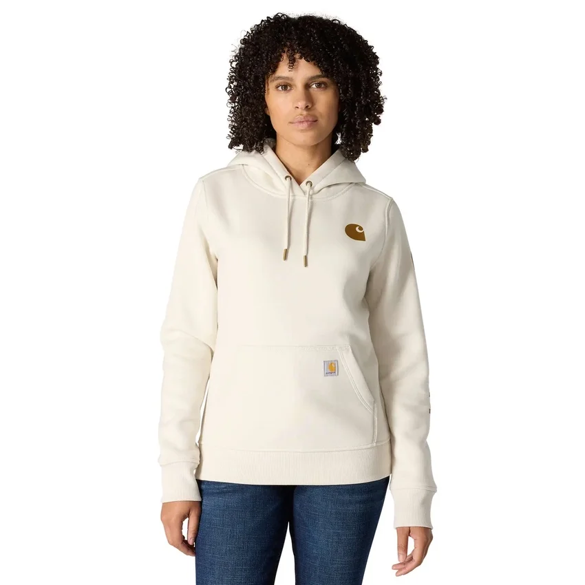 Sudadera con capucha y logotipo de Clarksburg para mujer, de corte holgado y forrada de forro polar