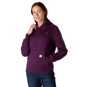 Sudadera con capucha y logotipo de Clarksburg para mujer, de corte holgado y forrada de forro polar