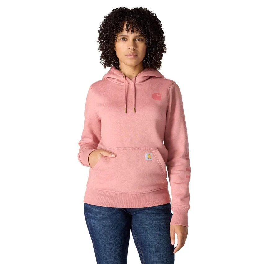 Sudadera con capucha y logotipo de Clarksburg para mujer, de corte holgado y forrada de forro polar