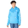 Sudadera con capucha y logotipo de Clarksburg para mujer, de corte holgado y forrada de forro polar