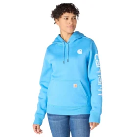 Sudadera con capucha y logotipo de Clarksburg para mujer, de corte holgado y forrada de forro polar
