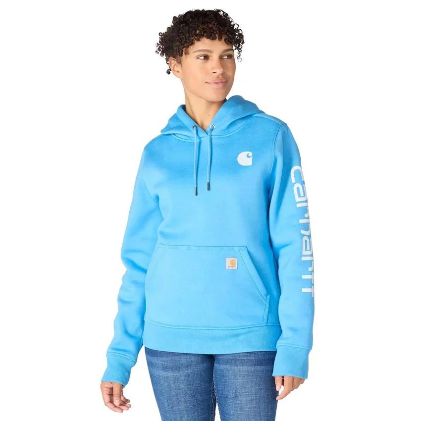 Sudadera con capucha y logotipo de Clarksburg para mujer, de corte holgado y forrada de forro polar