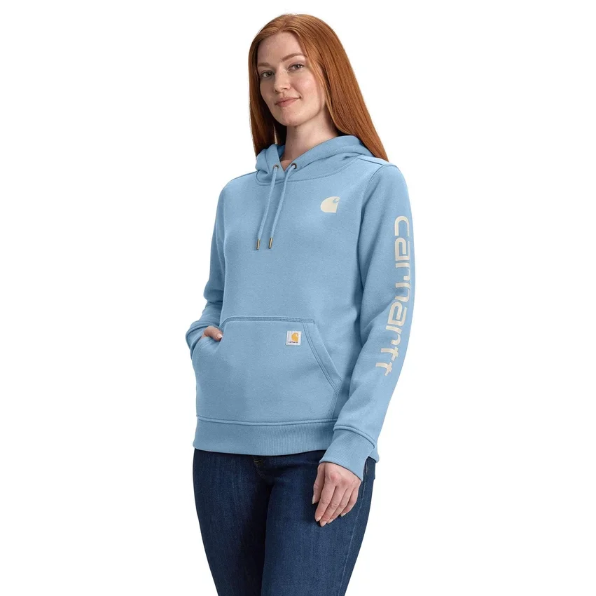 Sudadera con capucha y logotipo de Clarksburg para mujer, de corte holgado y forrada de forro polar