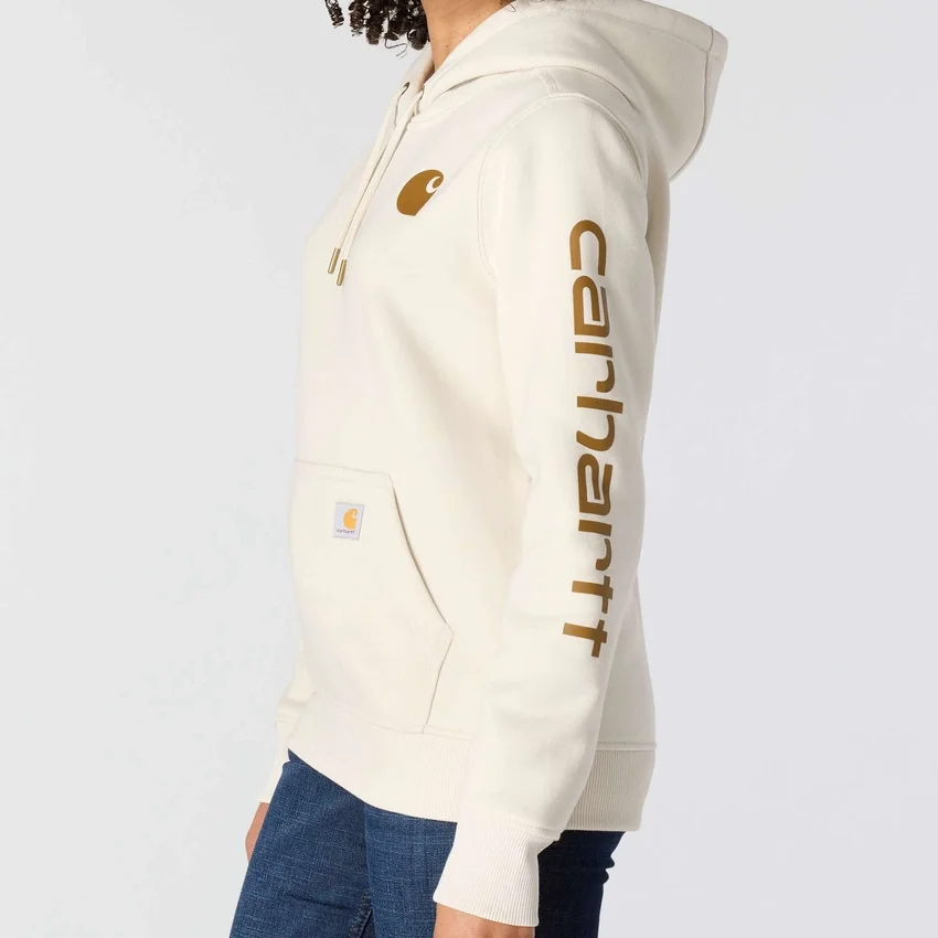 Sudadera con capucha y logotipo de Clarksburg para mujer, de corte holgado y forrada de forro polar
