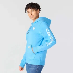 Sudadera con capucha y logotipo de Clarksburg para mujer, de corte holgado y forrada de forro polar