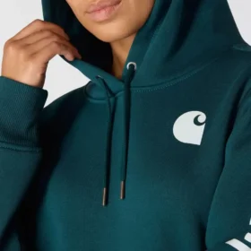 Sudadera con capucha y logotipo de Clarksburg para mujer, de corte holgado y forrada de forro polar