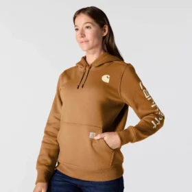 Sudadera con capucha y logotipo de Clarksburg para mujer, de corte holgado y forrada de forro polar
