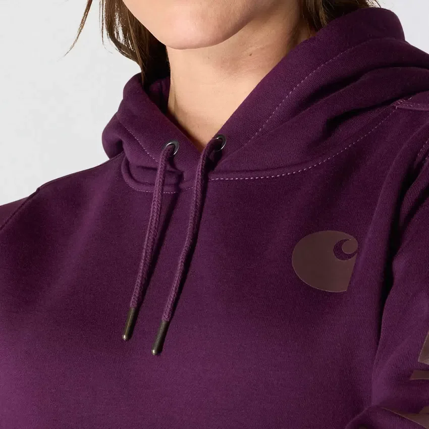 Sudadera con capucha y logotipo de Clarksburg para mujer, de corte holgado y forrada de forro polar