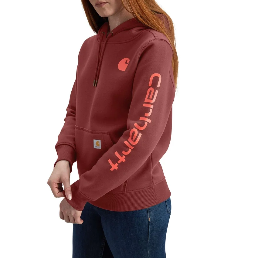 Sudadera con capucha y logotipo de Clarksburg para mujer, de corte holgado y forrada de forro polar