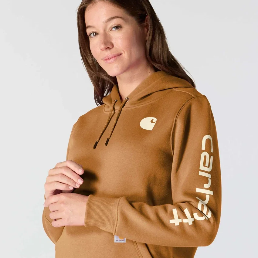 Sudadera con capucha y logotipo de Clarksburg para mujer, de corte holgado y forrada de forro polar