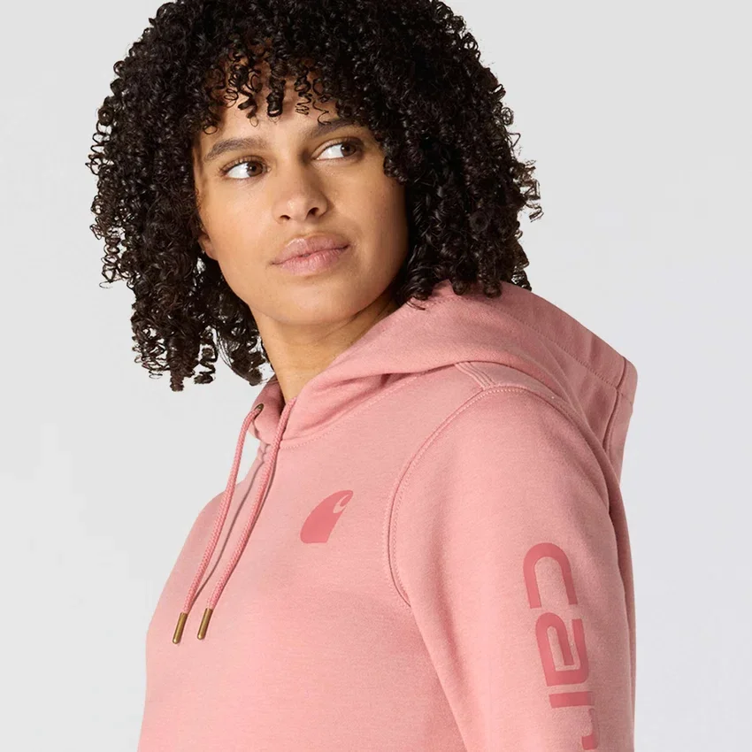 Sudadera con capucha y logotipo de Clarksburg para mujer, de corte holgado y forrada de forro polar