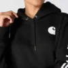 Sudadera con capucha y logotipo de Clarksburg para mujer, de corte holgado y forrada de forro polar