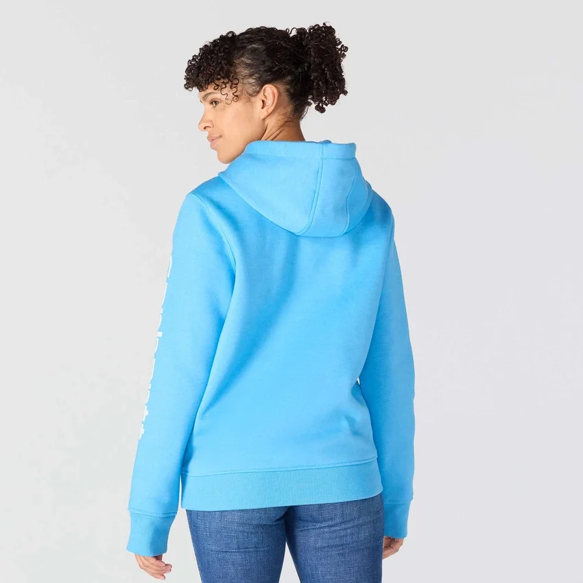 Sudadera con capucha y logotipo de Clarksburg para mujer, de corte holgado y forrada de forro polar