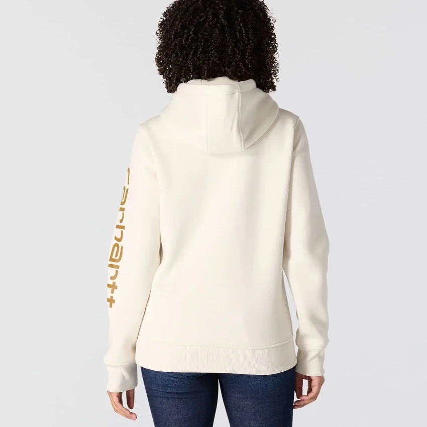 Sudadera con capucha y logotipo de Clarksburg para mujer, de corte holgado y forrada de forro polar