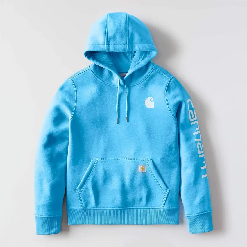 Sudadera con capucha y logotipo de Clarksburg para mujer, de corte holgado y forrada de forro polar