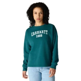 Sudadera cuello redondo con estampado carhartt 1889 de peso medio y corte holgado para mujer