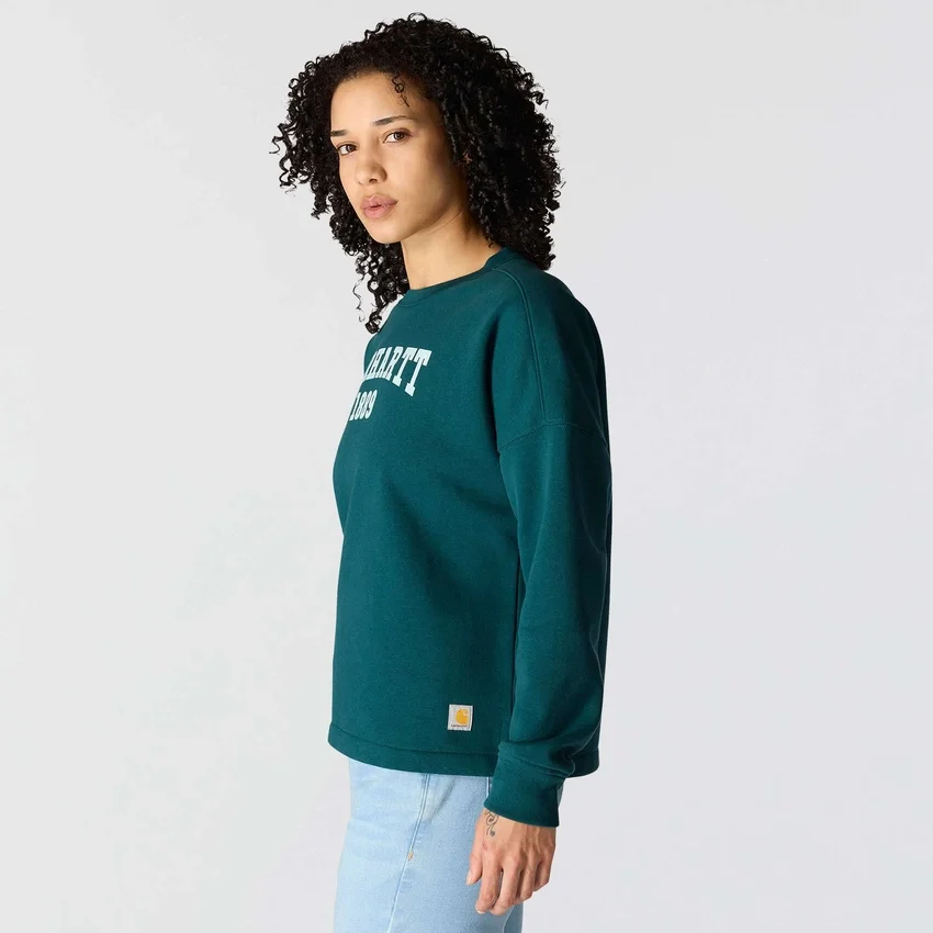 Sudadera cuello redondo con estampado carhartt 1889 de peso medio y corte holgado para mujer