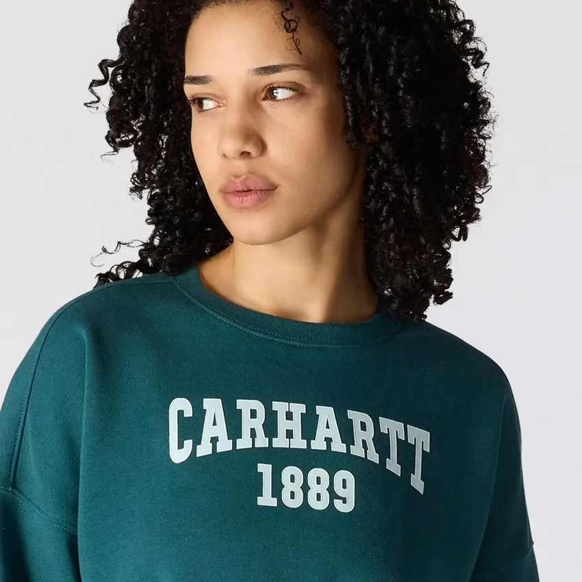 Sudadera cuello redondo con estampado carhartt 1889 de peso medio y corte holgado para mujer
