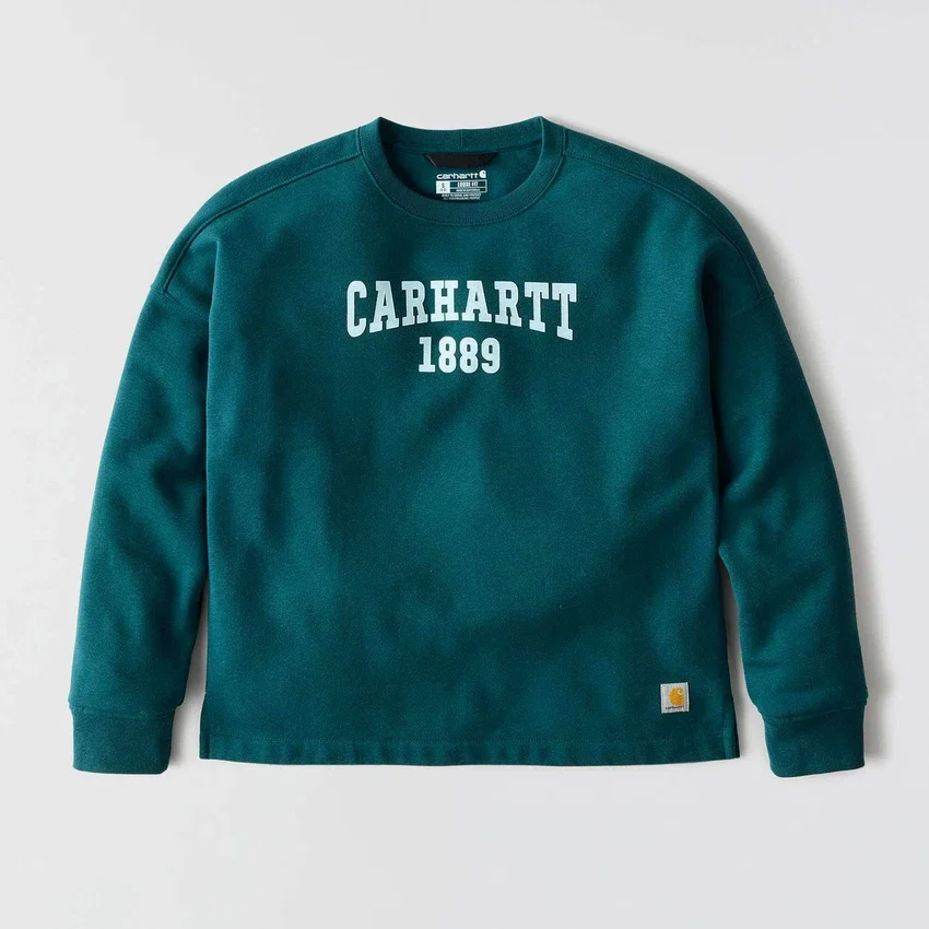 Sudadera cuello redondo con estampado carhartt 1889 de peso medio y corte holgado para mujer