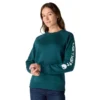 Sudadera cuello redondo con estampado gráfico, corte holgado y peso medio para mujer