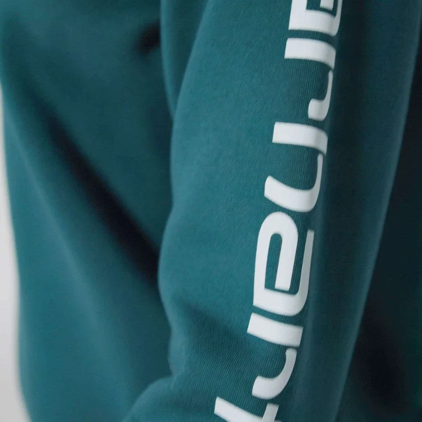 Sudadera cuello redondo con estampado gráfico, corte holgado y peso medio para mujer