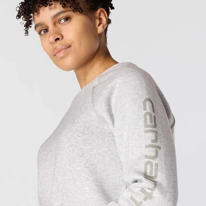 Sudadera cuello redondo con estampado gráfico, corte holgado y peso medio para mujer