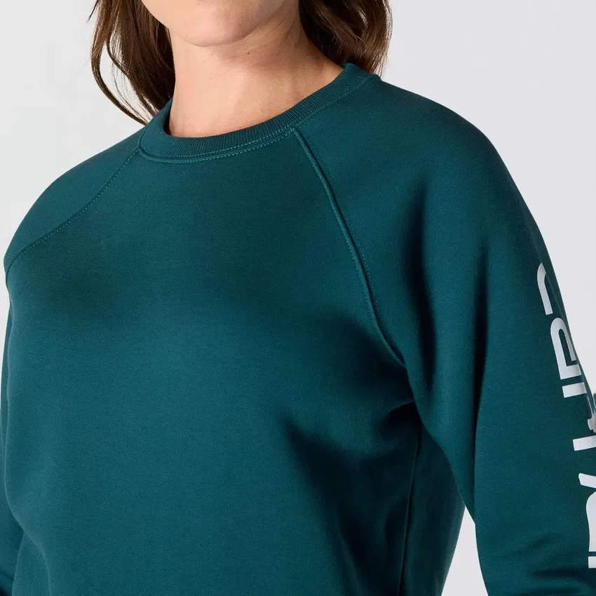 Sudadera cuello redondo con estampado gráfico, corte holgado y peso medio para mujer