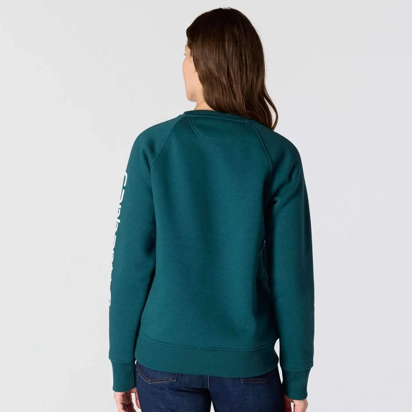 Sudadera cuello redondo con estampado gráfico, corte holgado y peso medio para mujer