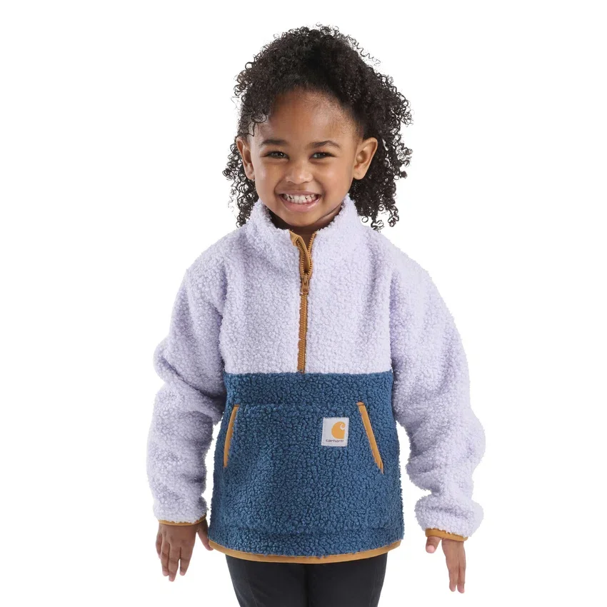Sudadera de felpa con manguitos largos y cremallera de un cuarto para niñas (niños pequeños/niños/jóvenes)