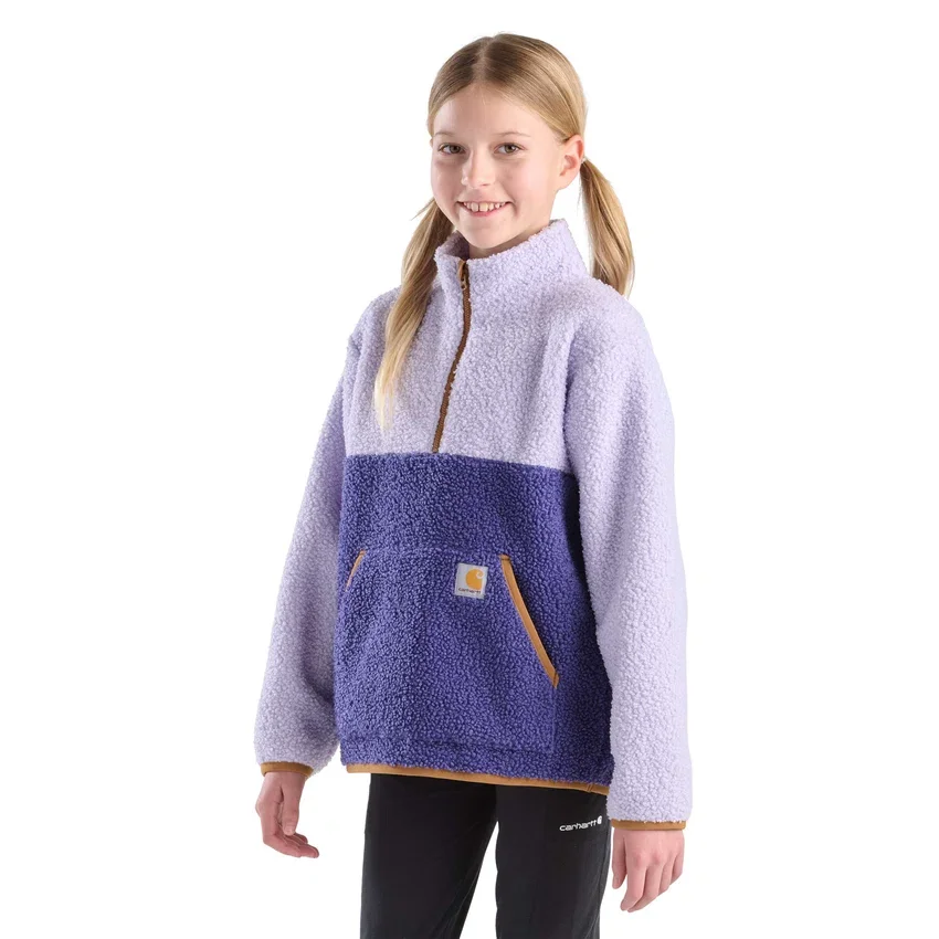 Sudadera de felpa con manguitos largos y cremallera de un cuarto para niñas (niños pequeños/niños/jóvenes)